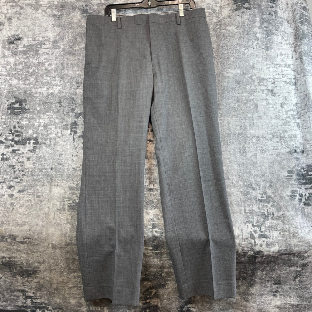 Banana Republic Men 35 Grey Micro Weave 100% Wool Dress Pants Trousers Slacks